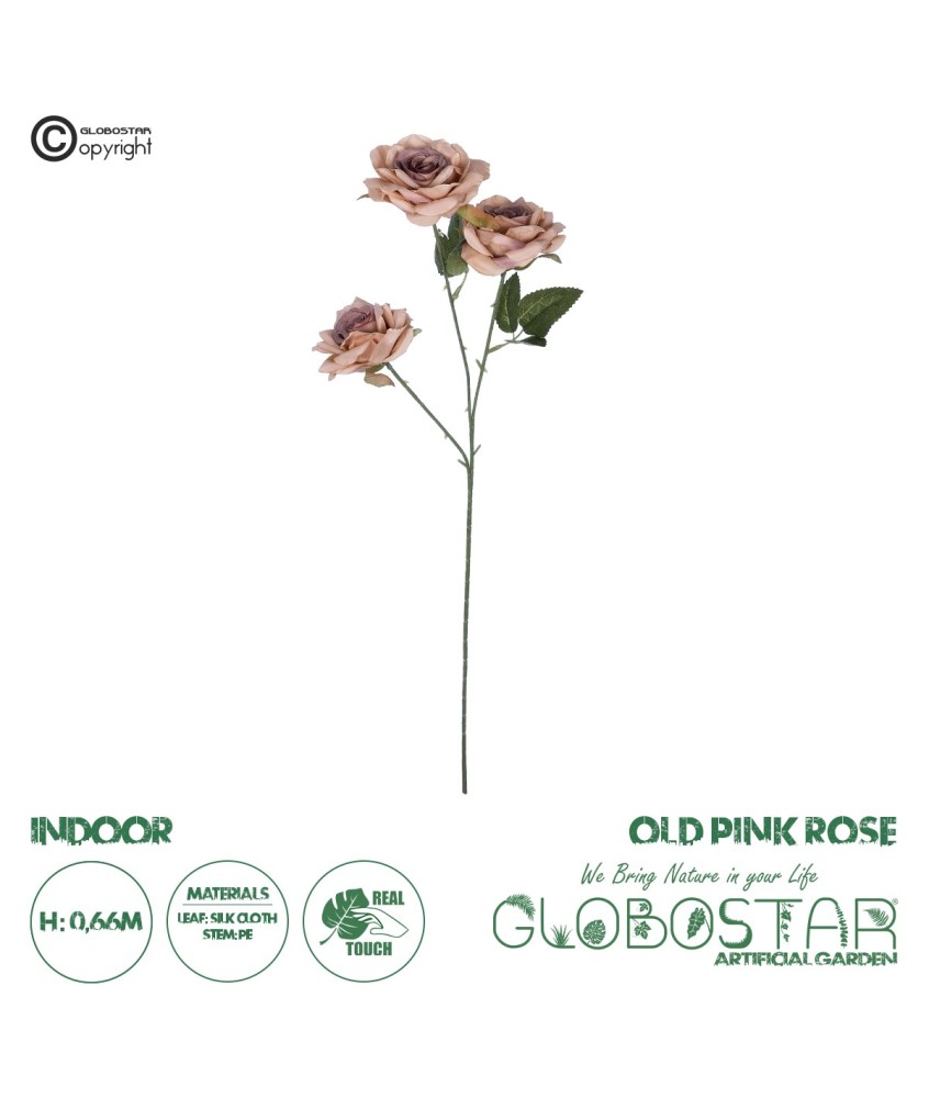 GloboStar® Artificial Garden OLD PINK CLIMBING ROSE BRANCH 21190 Τεχνητό Διακοσμητικό Κλαδί Τριαντάφυλλο Ξεθωριασμένο Ροζ Y66cm